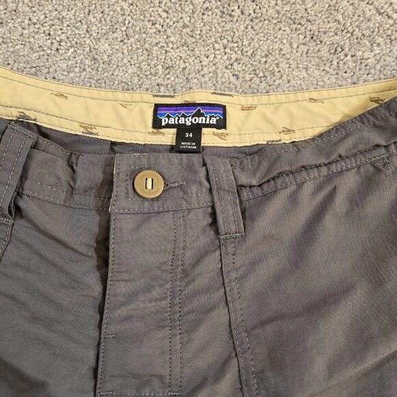 Patagonia Men's 34 x 9" Nylon Utility Shorts Dark Gray Button Fly Drawstring - Picture 7 of 10